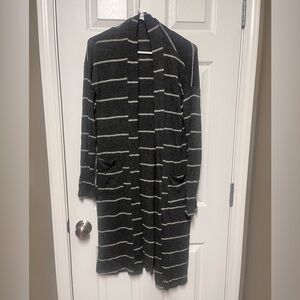 Long grey striped cardigan